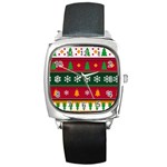 Christmas Time Pattern Christmas Ornament Square Metal Watch