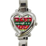 Christmas Time Pattern Christmas Ornament Heart Italian Charm Watch