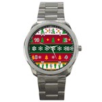 Christmas Time Pattern Christmas Ornament Sport Metal Watch