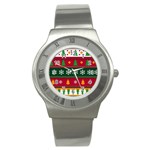 Christmas Time Pattern Christmas Ornament Stainless Steel Watch