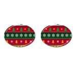 Christmas Time Pattern Christmas Ornament Cufflinks (Oval)