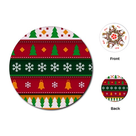 Christmas Time Pattern Christmas Ornament Playing Cards Single Design (Round) from ArtsNow.com Front