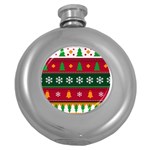 Christmas Time Pattern Christmas Ornament Round Hip Flask (5 oz)