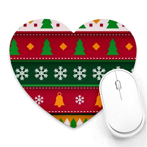 Christmas Time Pattern Christmas Ornament Heart Mousepad from ArtsNow.com Front