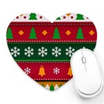 Christmas Time Pattern Christmas Ornament Heart Mousepad