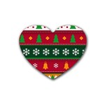 Christmas Time Pattern Christmas Ornament Rubber Coaster (Heart)