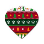 Christmas Time Pattern Christmas Ornament Dog Tag Heart (One Side)