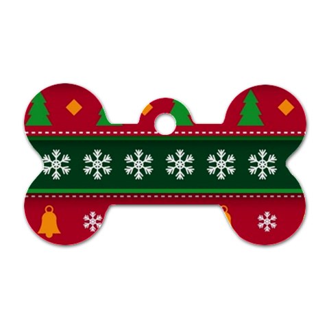 Christmas Time Pattern Christmas Ornament Dog Tag Bone (Two Sides) from ArtsNow.com Front