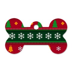 Christmas Time Pattern Christmas Ornament Dog Tag Bone (Two Sides) from ArtsNow.com Front