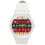 Christmas Time Pattern Christmas Ornament Round Plastic Sport Watch (M)