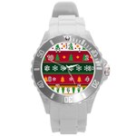 Christmas Time Pattern Christmas Ornament Round Plastic Sport Watch (L)