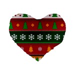 Christmas Time Pattern Christmas Ornament Standard 16  Premium Heart Shape Cushions