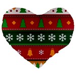 Christmas Time Pattern Christmas Ornament Large 19  Premium Heart Shape Cushions