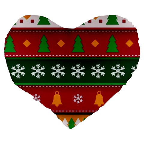 Christmas Time Pattern Christmas Ornament Large 19  Premium Heart Shape Cushions from ArtsNow.com Back