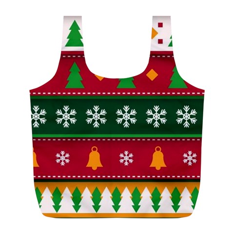 Christmas Time Pattern Christmas Ornament Full Print Recycle Bag (L) from ArtsNow.com Front