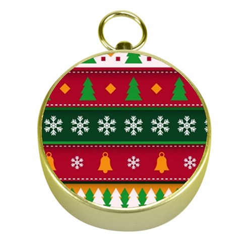 Christmas Time Pattern Christmas Ornament Gold Compasses from ArtsNow.com Front