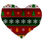 Christmas Time Pattern Christmas Ornament Large 19  Premium Flano Heart Shape Cushions