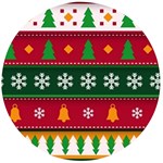 Christmas Time Pattern Christmas Ornament Wooden Bottle Opener (Round)