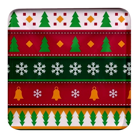 Christmas Time Pattern Christmas Ornament Square Glass Fridge Magnet (4 pack) from ArtsNow.com Front