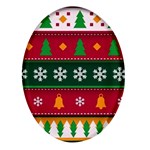 Christmas Time Pattern Christmas Ornament Oval Glass Fridge Magnet (4 pack)