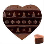 Christmas Time Pattern Christmas Ornament Heart Wood Jewelry Box