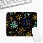 Gold Teal Snowflakes Gold Abstract Christmas Small Mousepad