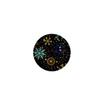 Gold Teal Snowflakes Gold Abstract Christmas 1  Mini Buttons