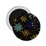 Gold Teal Snowflakes Gold Abstract Christmas 2.25  Magnets