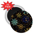 Gold Teal Snowflakes Gold Abstract Christmas 2.25  Magnets (10 pack) 