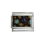 Gold Teal Snowflakes Gold Abstract Christmas Italian Charm (9mm)