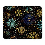 Gold Teal Snowflakes Gold Abstract Christmas Large Mousepad