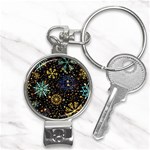 Gold Teal Snowflakes Gold Abstract Christmas Nail Clippers Key Chain