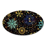 Gold Teal Snowflakes Gold Abstract Christmas Oval Magnet