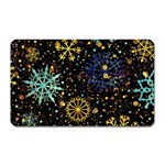 Gold Teal Snowflakes Gold Abstract Christmas Magnet (Rectangular)