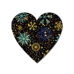 Gold Teal Snowflakes Gold Abstract Christmas Heart Magnet