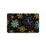 Gold Teal Snowflakes Gold Abstract Christmas Magnet (Name Card)