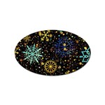 Gold Teal Snowflakes Gold Abstract Christmas Sticker Oval (10 pack)