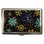 Gold Teal Snowflakes Gold Abstract Christmas Cigarette Money Case