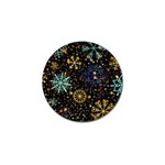 Gold Teal Snowflakes Gold Abstract Christmas Golf Ball Marker