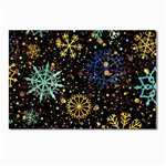 Gold Teal Snowflakes Gold Abstract Christmas Postcard 4 x 6  (Pkg of 10)