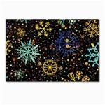 Gold Teal Snowflakes Gold Abstract Christmas Postcards 5  x 7  (Pkg of 10)