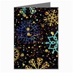 Gold Teal Snowflakes Gold Abstract Christmas Greeting Card