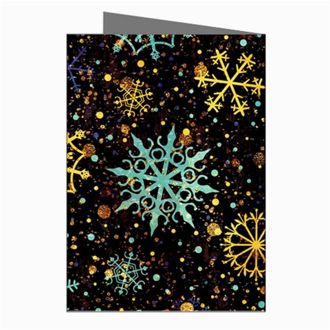 Gold Teal Snowflakes Gold Abstract Christmas Greeting Cards (Pkg of 8) from ArtsNow.com Right