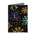 Gold Teal Snowflakes Gold Abstract Christmas Mini Greeting Card