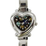 Gold Teal Snowflakes Gold Abstract Christmas Heart Italian Charm Watch