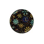 Gold Teal Snowflakes Gold Abstract Christmas Hat Clip Ball Marker