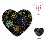 Gold Teal Snowflakes Gold Abstract Christmas Playing Cards Single Design (Heart)