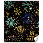 Gold Teal Snowflakes Gold Abstract Christmas Canvas 8  x 10 