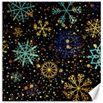 Gold Teal Snowflakes Gold Abstract Christmas Canvas 12  x 12 