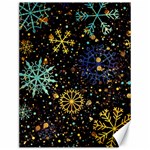 Gold Teal Snowflakes Gold Abstract Christmas Canvas 12  x 16 